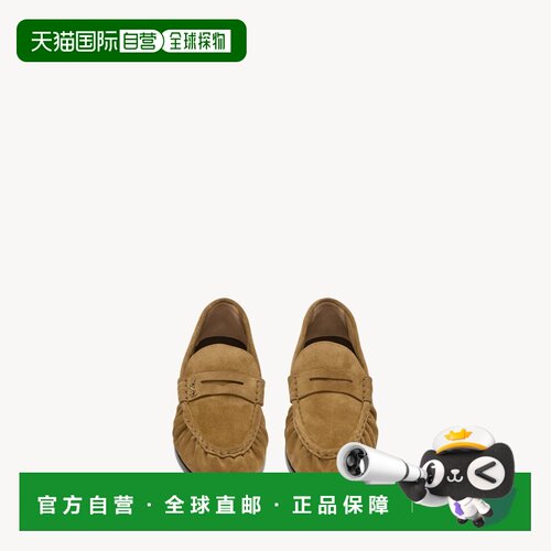 自营欧洲直邮YSL圣罗兰 LE LOAFER系列男士干邑色牛皮logo标识莫