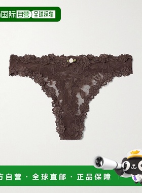 1h可退 香港直邮SKIMS 女士 弹力浓啡色蕾丝丁字裤 PNTHG9357ESPR