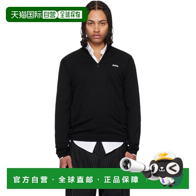 香港直邮BOSS 波士 男士 黑色 Cotton Quarter Zip 运动夹克
