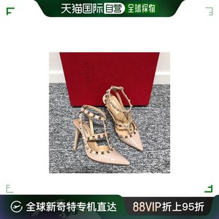 华伦天奴 香港直邮Valentino 女士 99新未使用 裸色漆皮钉钉绑