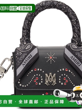 1h可退 香港直邮AMIRI 女士 黑色 Micro MA Stud 手提包 AWHABA10