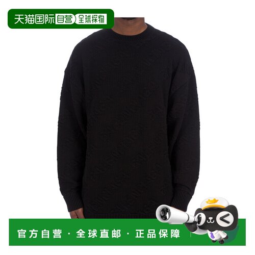 【99新未使用】香港直邮Balenciaga 黑色徽标圆领【付后1h可退】