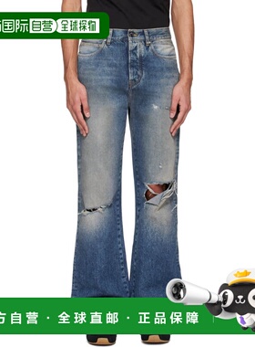 香港直邮AMIRI 男士 蓝色 Slashed Bootcut 牛仔裤 AMBMJE1106