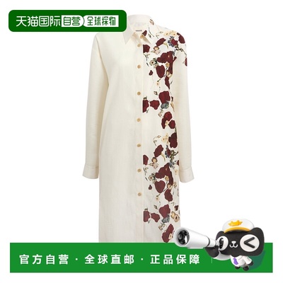 1h可退 香港直邮KHAITE 女士 Gloria 印花欧根纱衬衫式连衣裙
