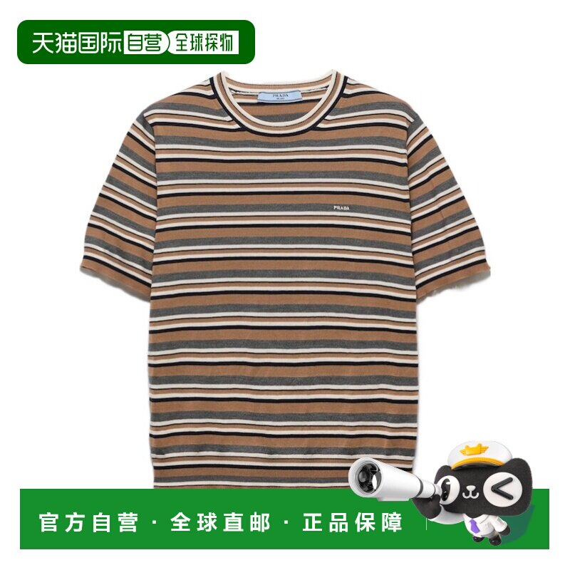 Prada 条纹针织上衣 P24D3Z193WSOOO短袖