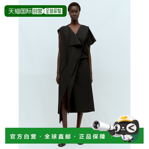 欧洲直邮The Row Leonie Asymmetric Drape Dress Black