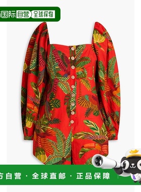 1h可退 香港直邮FARM RIO 女士 印花亚麻混纺连体衣 300591REDFOR