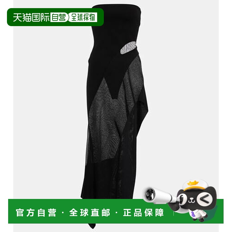 1h可退 香港直邮Mugler 穆勒 女士 抹胸中长连衣裙 black黑色 舒