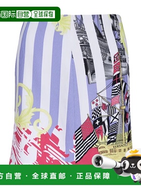 香港直邮Versace 条纹印花图案半身裙 VEA71071A2158327313a字裙