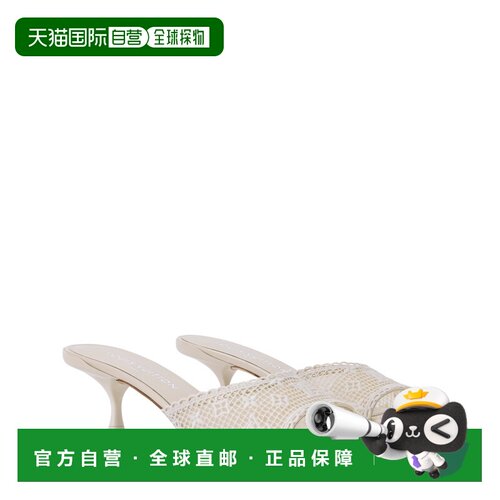 自营欧洲直邮LV路易威登 6AM女士白色织物刺绣凉拖凉鞋拖鞋高跟鞋