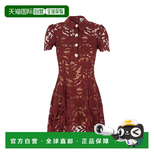 香港直邮Self-Portrait 女士 laces 酒红色连衣裙 PF26111SABUBUR