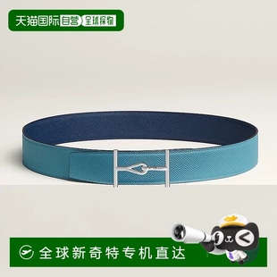 牛仔蓝 1h可退 男士 欧洲直邮Hermes 海军蓝小牛皮腰带38mm 爱马仕