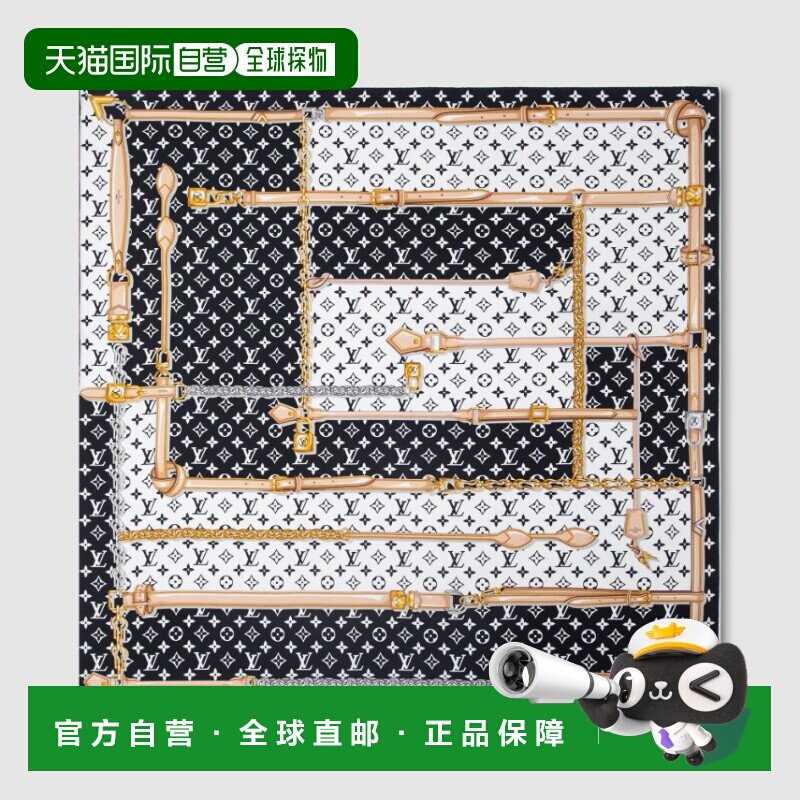 自营1h可退 欧洲直邮LV/路易威登 女士黑色真丝丝巾围巾方巾
