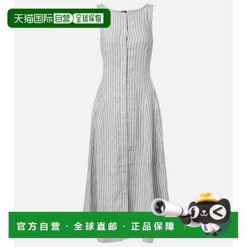 香港直邮Polo Ralph Lauren Polo 拉夫 劳伦 女士 条纹亚麻中长连