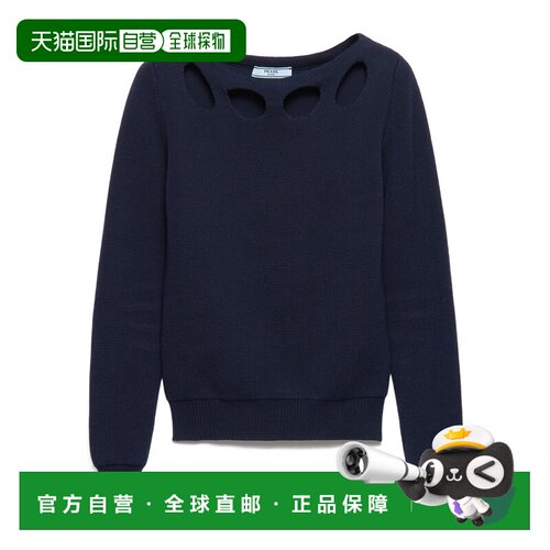 香港直邮PRADA 女士针织衫 P24P2R17BHSOOOF0008 CO 蓝色 船领毛