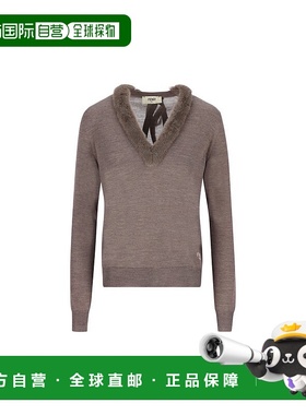 香港直邮Fendi 芬迪 女士 V 领后绑带套头衫 FZXC82ATPE羊毛