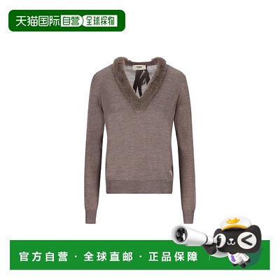 香港直邮Fendi 芬迪 女士 V 领后绑带套头衫 FZXC82ATPE羊毛