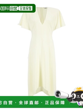 香港直邮Stella McCartney V领中长缎面连衣裙 6A06573FU372