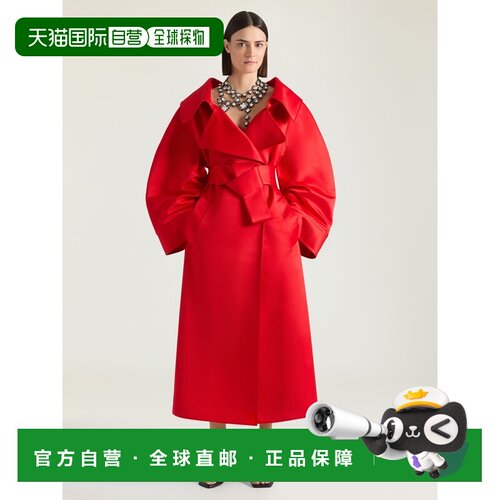 自营欧洲直邮Givenchy纪梵希 女士朱红色真丝缎面茧型大衣