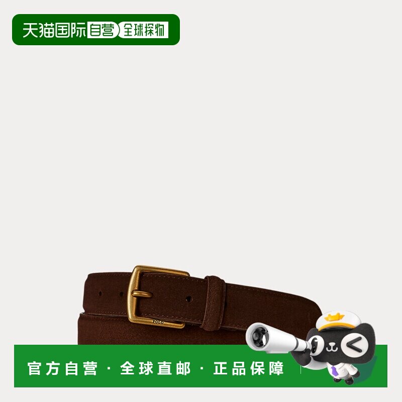自营欧洲直邮Ralph Lauren拉夫劳伦 男士深棕色绒面革正装腰带