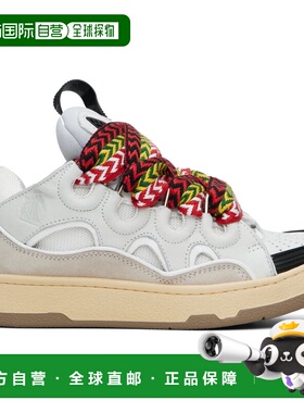 1h可退 香港直邮Lanvin 朗雯 女士 灰白色 Leather Curb 运动鞋 F