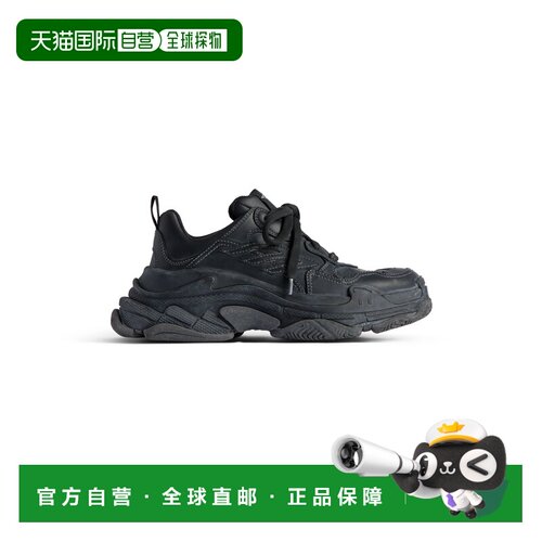 自营欧洲直邮Balenciaga巴黎世家 Triple S男士黑色logo标识运动