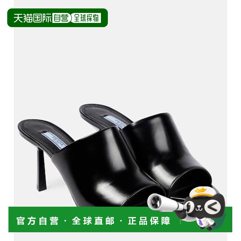 1h可退 香港直邮Prada 普拉达 女士 绒毛皮质凉鞋 black黑色 舒适