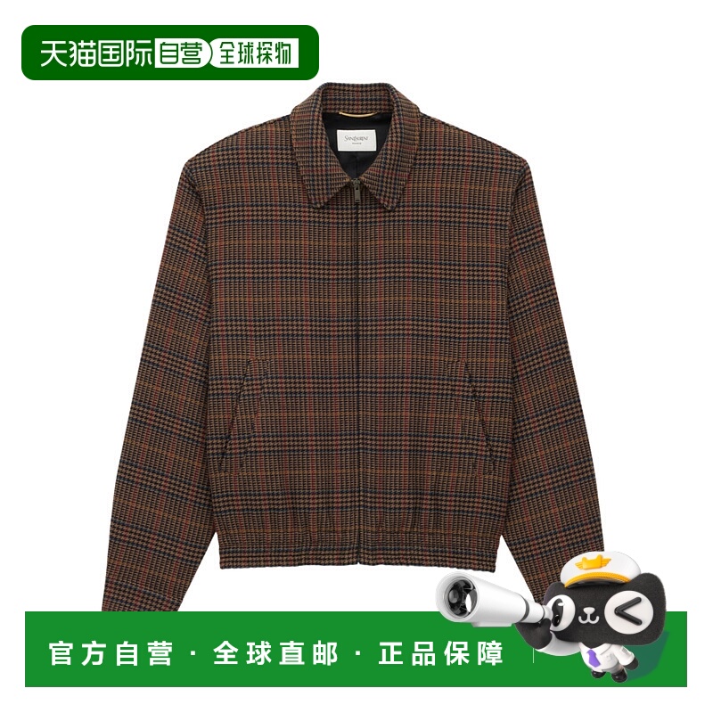 香港直邮Saint Laurent 羊毛格纹衬垫外套 842873Y3J59