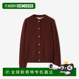 欧洲直邮Burberry博柏利 女士箱匣色羊绒骑士印章刺绣针织开衫