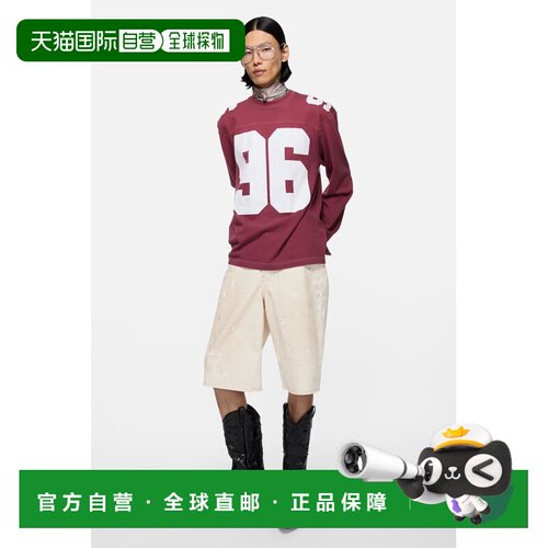 自营欧洲直邮Acne Studios 男士白色棉质泼墨牛仔短裤