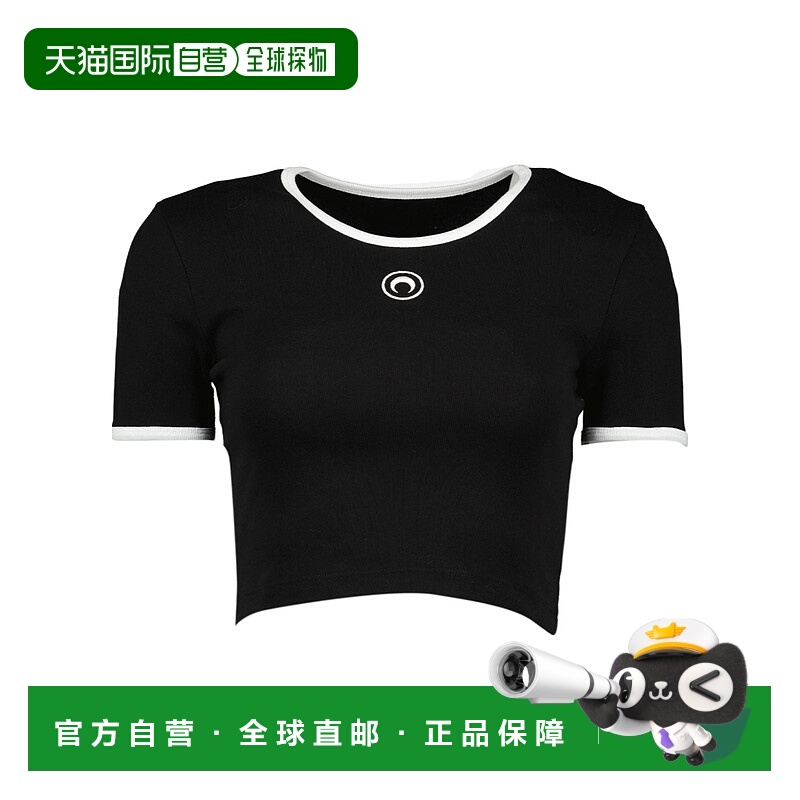 香港直邮Marine Serre 短拼色T恤 WTO087ACJER0008BK