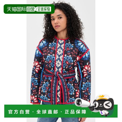 1h可退 香港直邮FARM RIO 女士 Latina 围巾领黑色夹克  舒适时尚