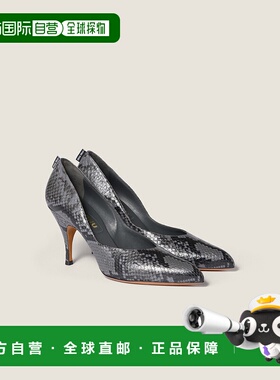 欧洲直邮MIU MIU（2025 年产品）Ayers 蟒蛇纹皮革高跟鞋单鞋