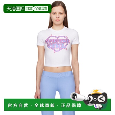 1h可退 香港直邮versace 范思哲 女士 白色晶饰 T恤 E76HAHG07ECJ