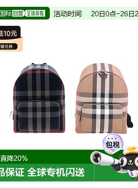 自营BURBERRY博柏利双肩背包经典纺织格纹装饰拉链配口袋春季新款