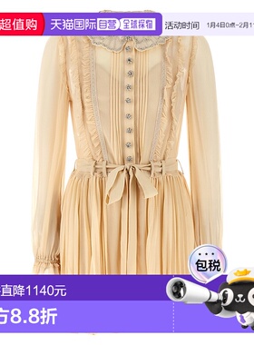 1h可退 香港直邮Self-Portrait 女士 'Tan Georgette... 褶裥服装