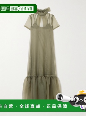 1h可退 香港直邮Staud 女士 Calluna 荷叶边欧根纱长款连衣裙 R26