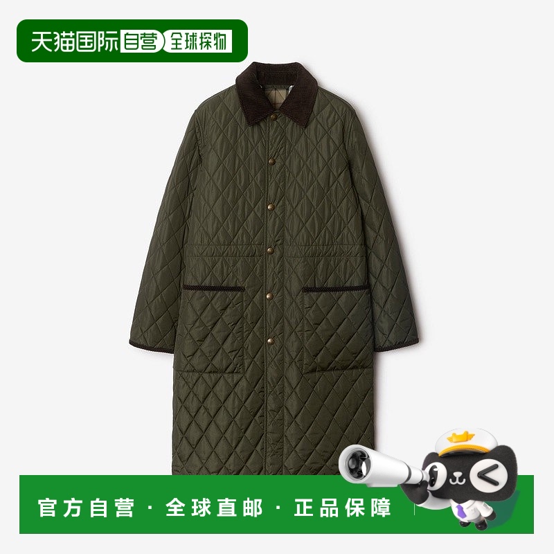 自营欧洲直邮Burberry/博柏利 女士深绿色尼龙大衣