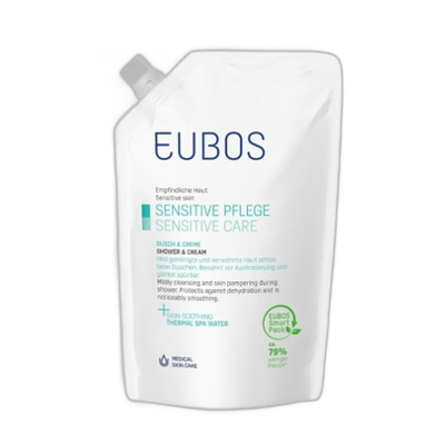 欧洲直邮Eubos皮肤护理洗护温和沐浴露清洁毛孔补充袋装400ml正品