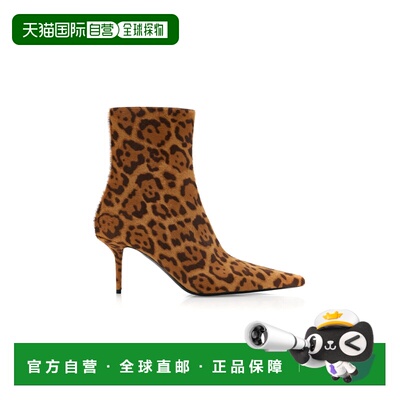 美国直邮Saint Laurent 圣罗兰 女士 Ashley 豹纹小马毛短靴高跟