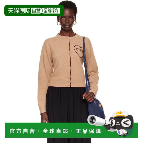 香港直邮Chloe 蔻依 女士 驼色 Fitted Logo 开衫 CH26AMC15710