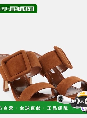 香港直邮MANOLO BLAHNIK 莫罗 伯拉尼克 女士 Gable 绒面革凉拖