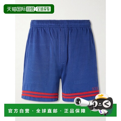 香港直邮Bode 男士 Lakewood 直筒Logo刺绣条纹针织短裤 MRS26CS0
