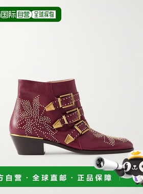 1h可退 香港直邮Chloe 蔻依 女士 Susanna 铆钉皮质短靴 CH26S134