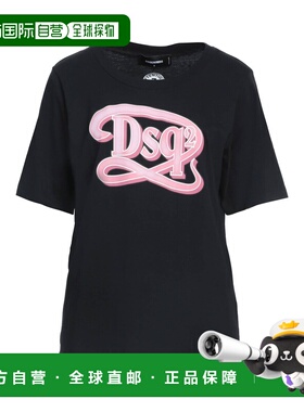 1h可退 香港直邮Dsquared2 二次方 女士 T恤 black黑色 舒适时尚