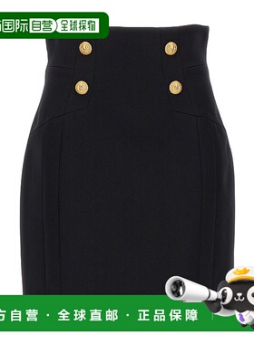 香港直邮Balmain 徽标半身裙 BF1LB810WC09短裙包臀裙a字裙羊毛