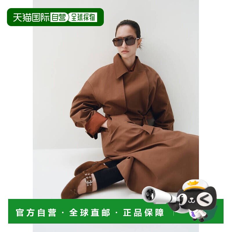 自营欧洲直邮MANGO 女士巧克力色绒面革芭蕾舞鞋平底搭扣单鞋图片