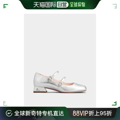 欧洲直邮rogervivier（罗杰 维维亚）女士皮革鞋面，金属皱纹效果