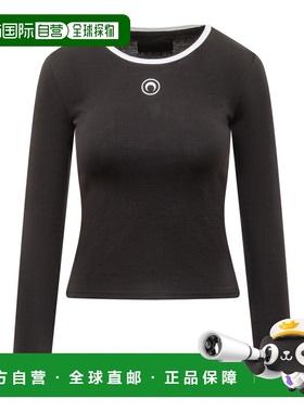 1h可退 香港直邮Marine Serre 月亮徽标平纹针织 T 恤 WTO446ACJE