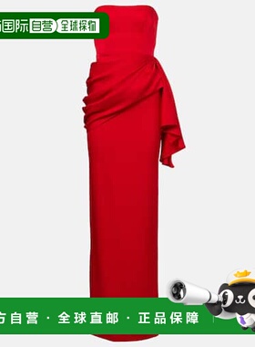 1h可退 香港直邮ALEX PERRY 女士 crêpe 垂褶缎面睡裙 red红色